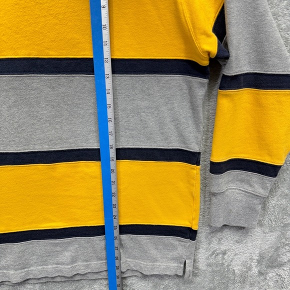 Polo Jeans Co Ralph Lauren Shirt Mens M Yellow Gray Stripe Crew Y2K Streetwear - Picture 6 of 7